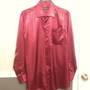 MENS cranberry satin shirt set